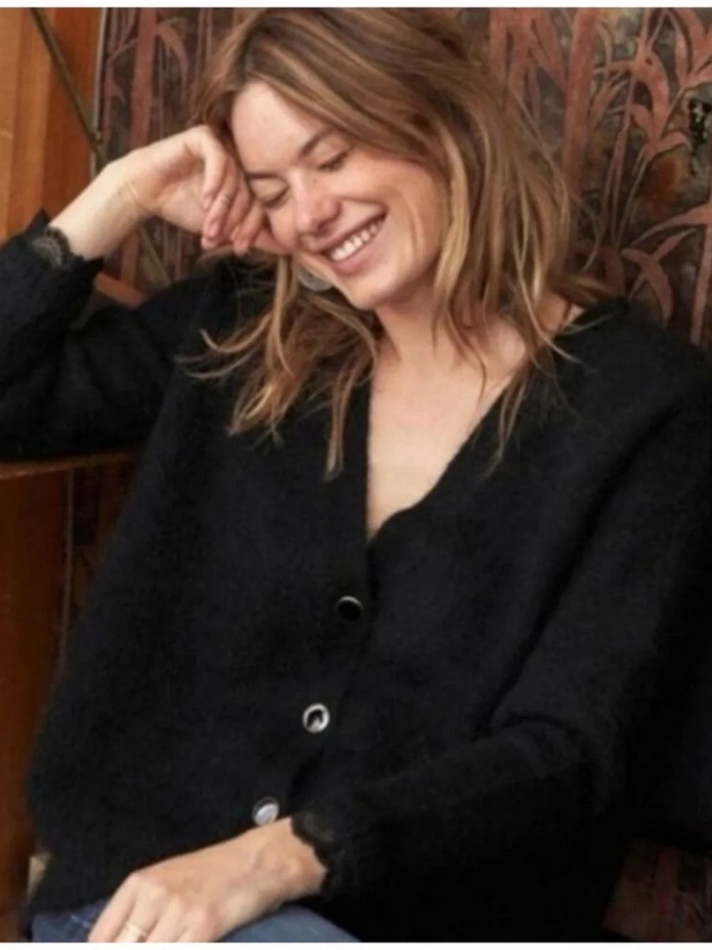 Sezane Black Mohair Wool Cardigan - Picture 2 of 11